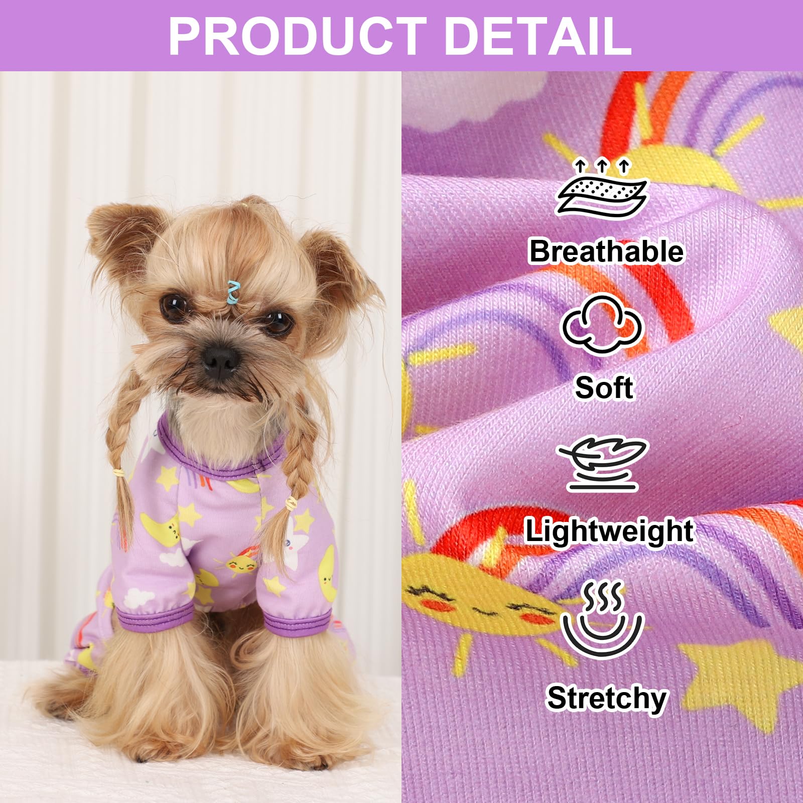 Dog Pajamas Pjs Spring Summer Dog Clothes for Small Dogs Girl - Boy - Small Size Dogs, Soft Stretchy Puppy Clothes Doggie Onesie